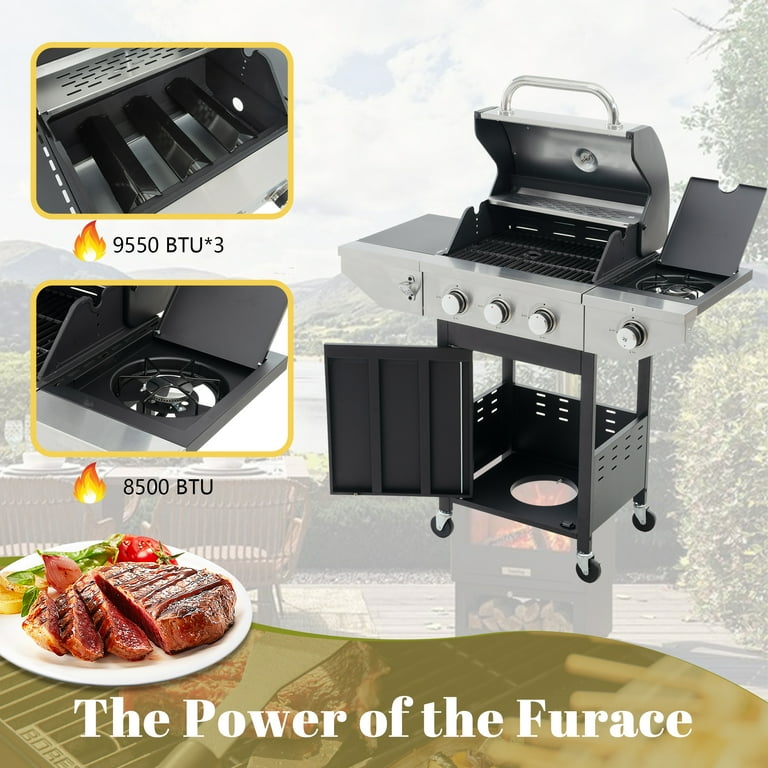 Ufurpie Heavy-Duty 3-Burner Stainless Steel BBQ Propane Gas