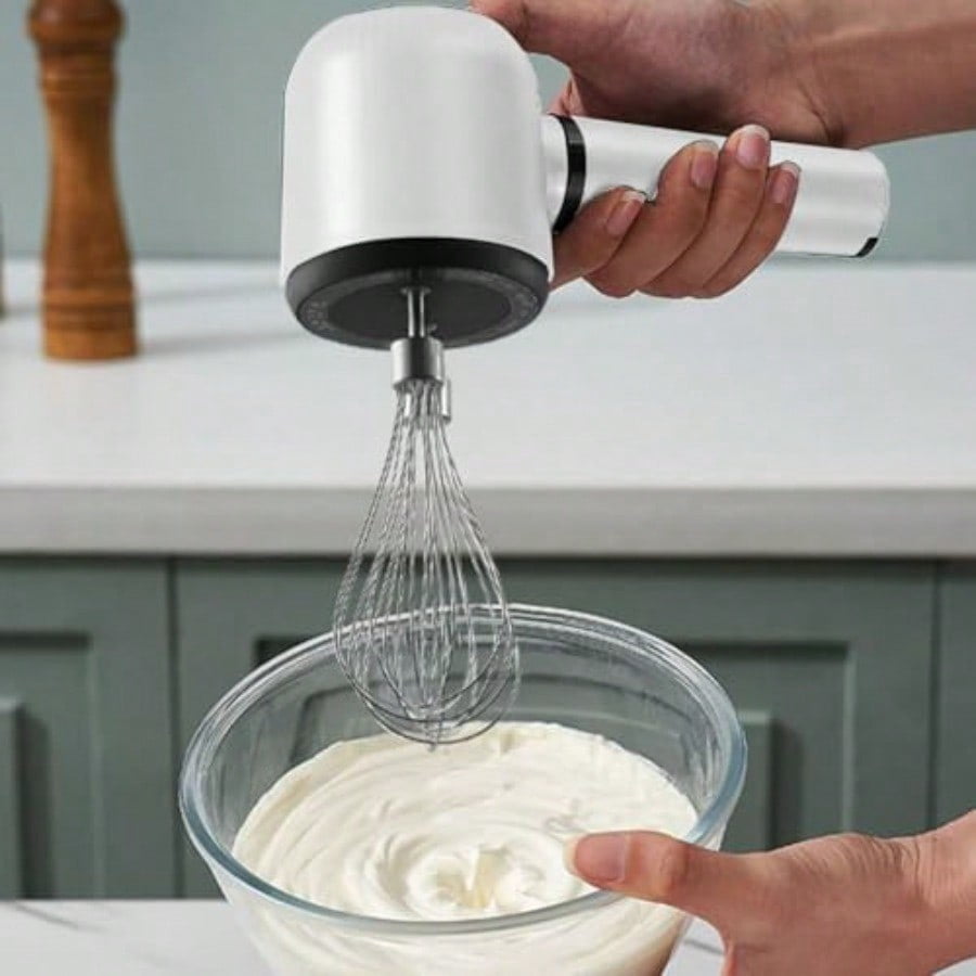 Cordless Electric Hand Mixer Dual Whisk Hand Mixer Stainless Steel USB Rechargeable Low Speed Cordless Electric Hand Whisk for Baking Kitchen Whipping Mixing Egg Cake Dough