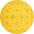thumbnail image 1 of Ahgly Company Machine Washable Indoor Round Oriental Yellow Traditional Area Rugs, 6' Round, 1 of 4