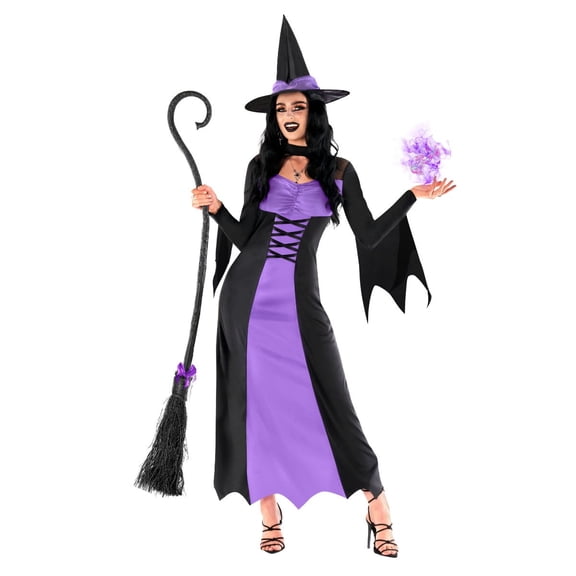 Morph Witch Costume Women, Purple Wicked Witch Costumes for Women, Halloween Costumes for Womens Adult