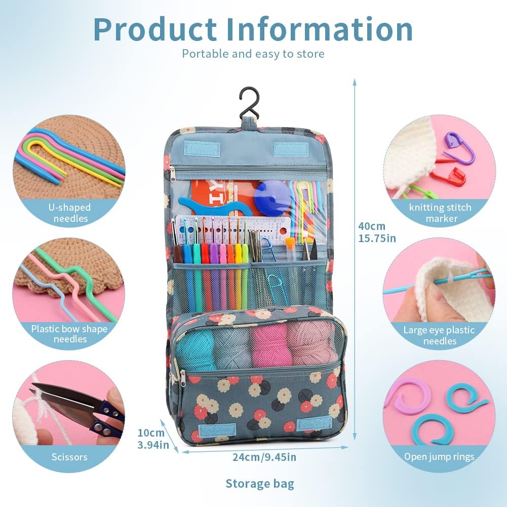 Wiher Crochet Kit for Beginners, 130-Piece Complete Set photo 5