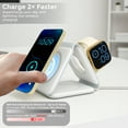 thumbnail image 4 of Bluestone 3-in-1 Magnetic Wireless Charger Stand | 15W Fast Foldable Charging Station for iPhone, Apple Watch & AirPods | White | USB-C, 4 of 9