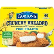 Gorton’s Crunchy Breaded 100% Whole Fillets, Wild Caught Alaskan Pollock, 11.4 oz, 6 Count (Frozen Fish)
