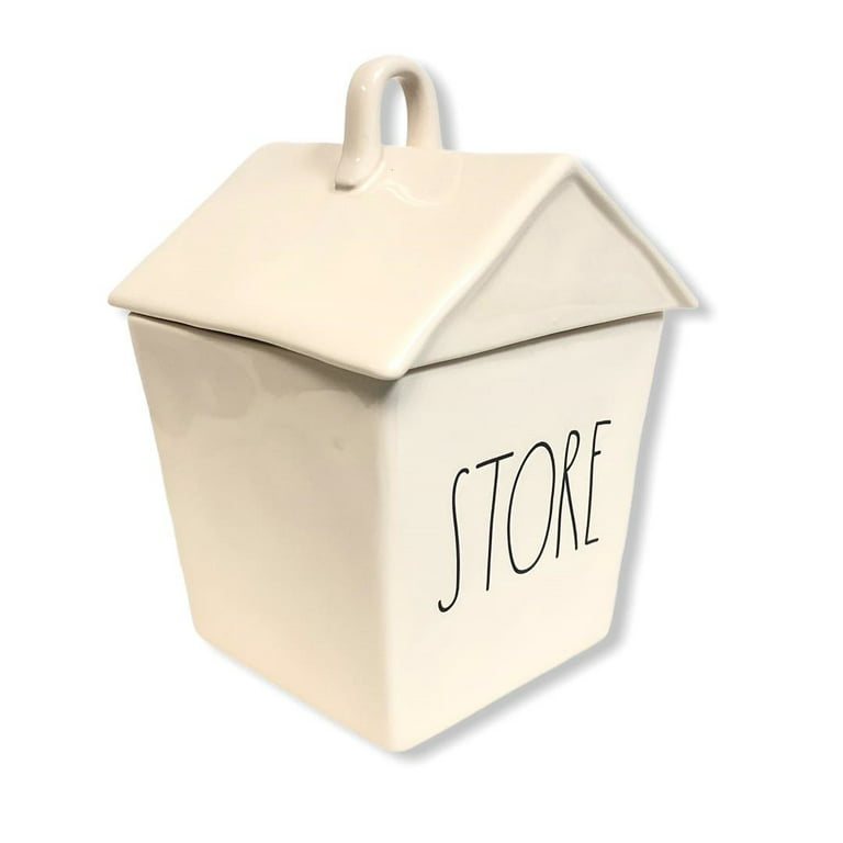 Rae Dunn Ceramic Cookie Jar for Snack Storage, Stoneware Treat Canister,  White Snacks