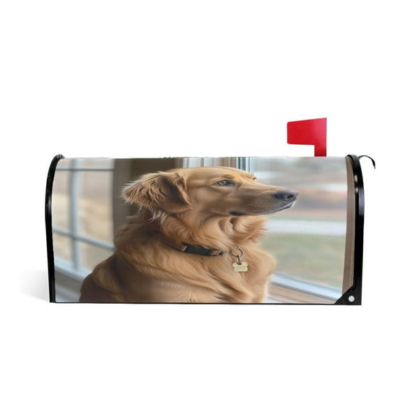 WOBOGO Golden Retriever Mailbox Cover Magnetic for Garden Yard Home Decor Standard Size 25.4×20.78in
