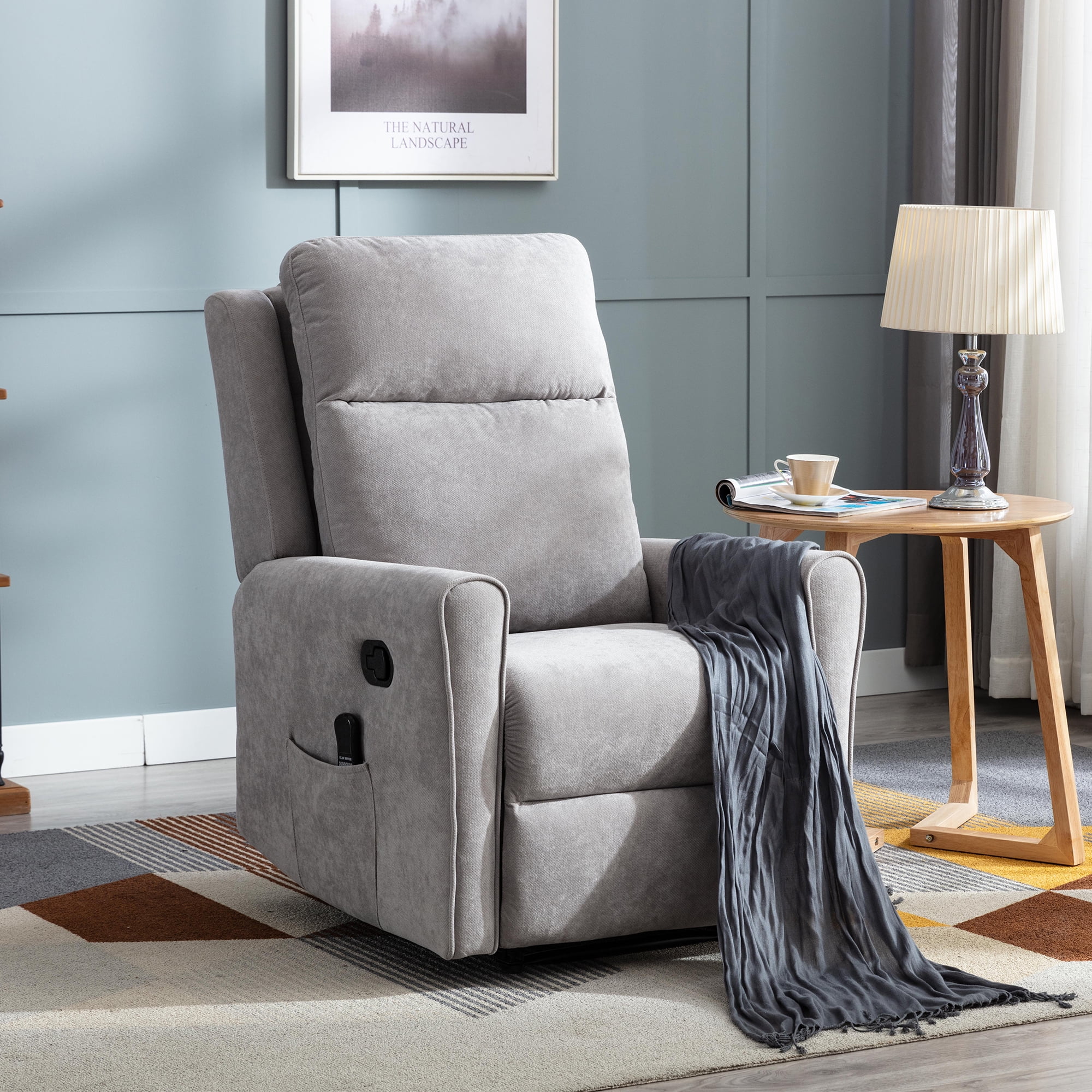 Kepooman Manual Recliner Chair with Heat and Rolling Kneading Massage for Living Room, Gray Kepooman Manual Recliner Chair with Heat and Rolling Kneading Massage for Living Room, Gray