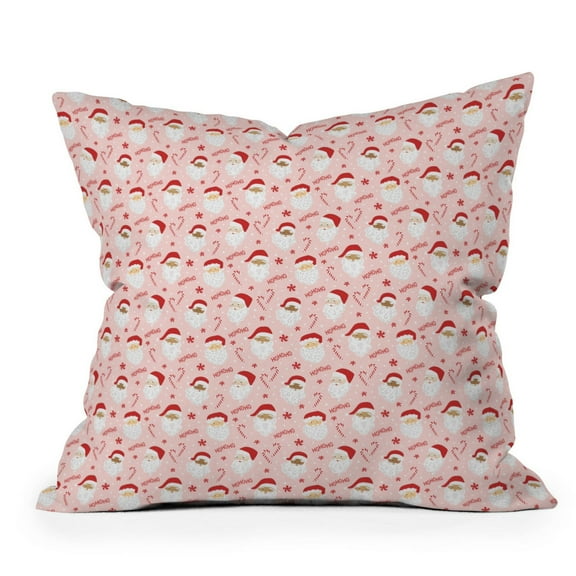 16"x16" Lathe and Quill Peppermint Santas Square Throw Pillow Pink: Machine Washable, Indoor Decor