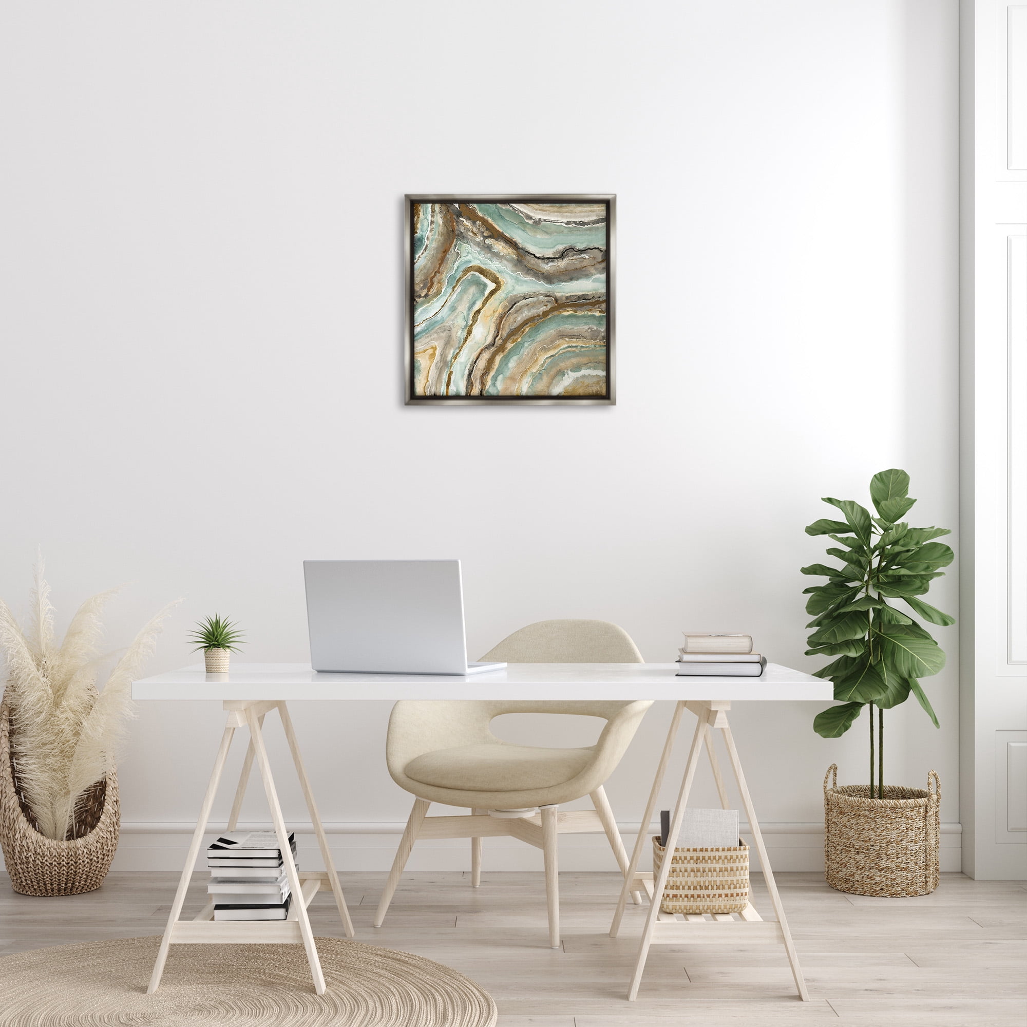 Stupell Industries Geode Mineral Pattern Abstract Painting Gray Floater Framed Canvas Art Print Wall Art, 25 x 25