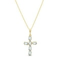 thumbnail image 2 of Galaxy Gold 14K Yellow Gold Aquamarine Cross Pendant Necklace - March Birthstone - Courage & Clarity - 16" to 24" - Fine Jewelry for Women, 2 of 2