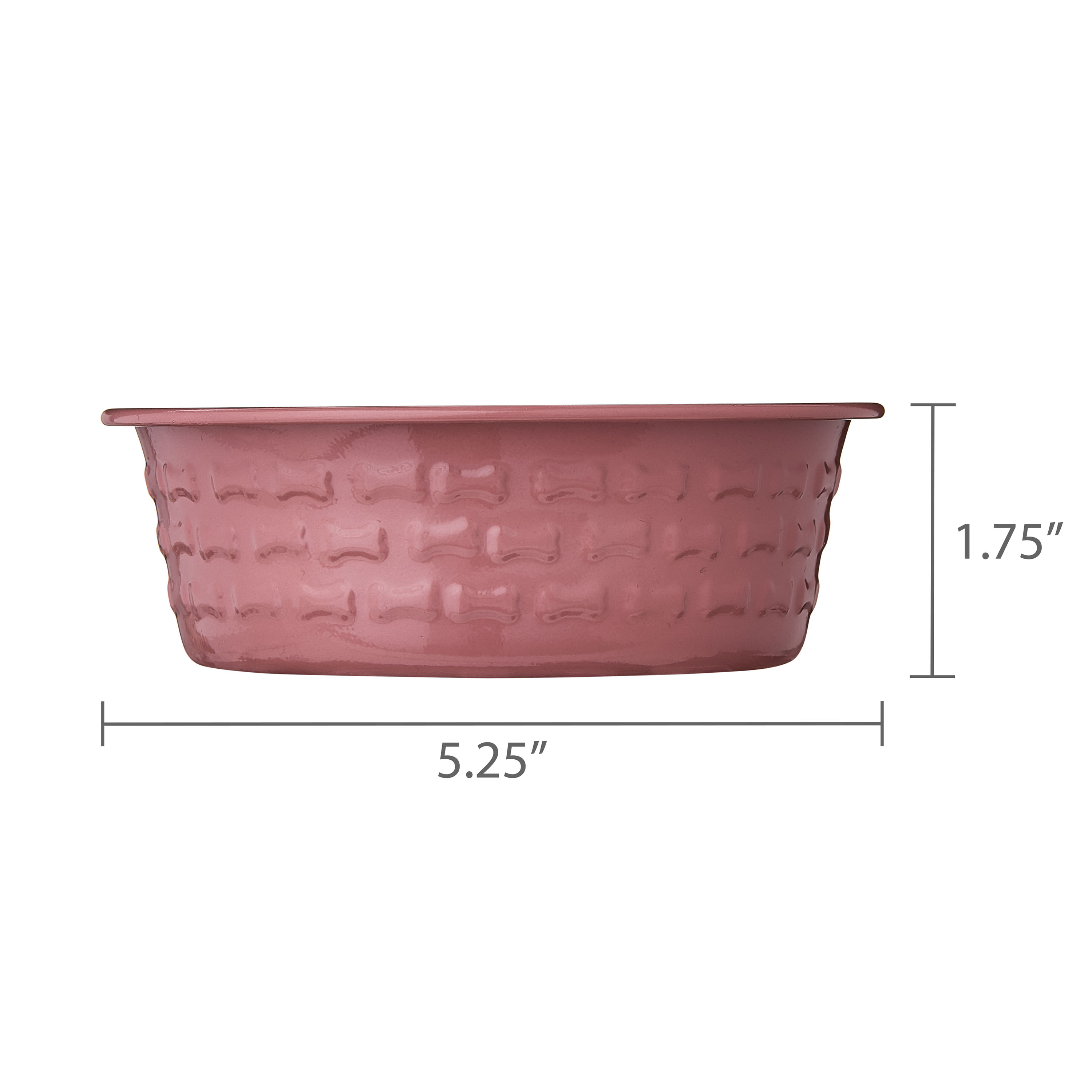 Vibrant Life Small Stainless Steel Embossed Dog Bowl, Red Bones