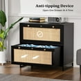 thumbnail image 4 of Ktaxon Rattan 2 Drawer Lateral File Cabinet with Lock, Wood Locking File Cabinets for Home Office, Black, 4 of 9