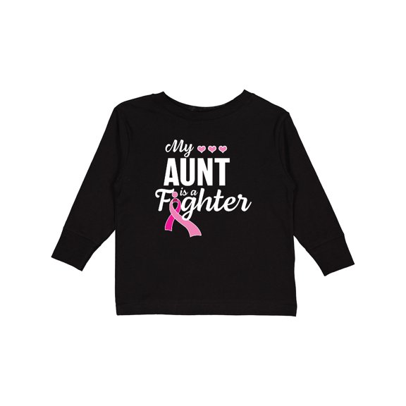 Inktastic Breast Cancer Awareness My Aunt is a Fighter Boys or Girls Long Sleeve Toddler T-Shirt
