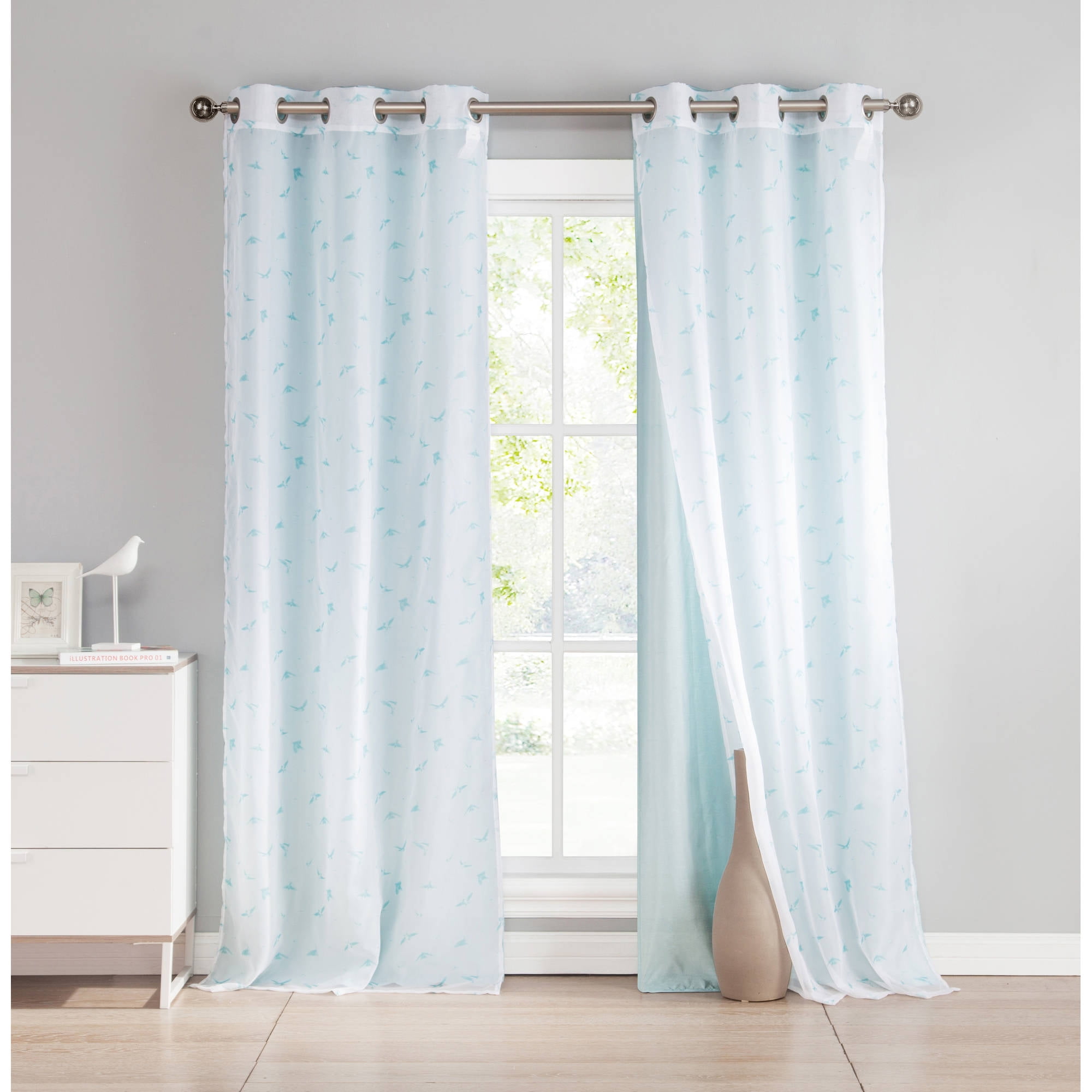 2 Pack Gemma Kensie Sheer Grommet Pair Panel With Faux Silk