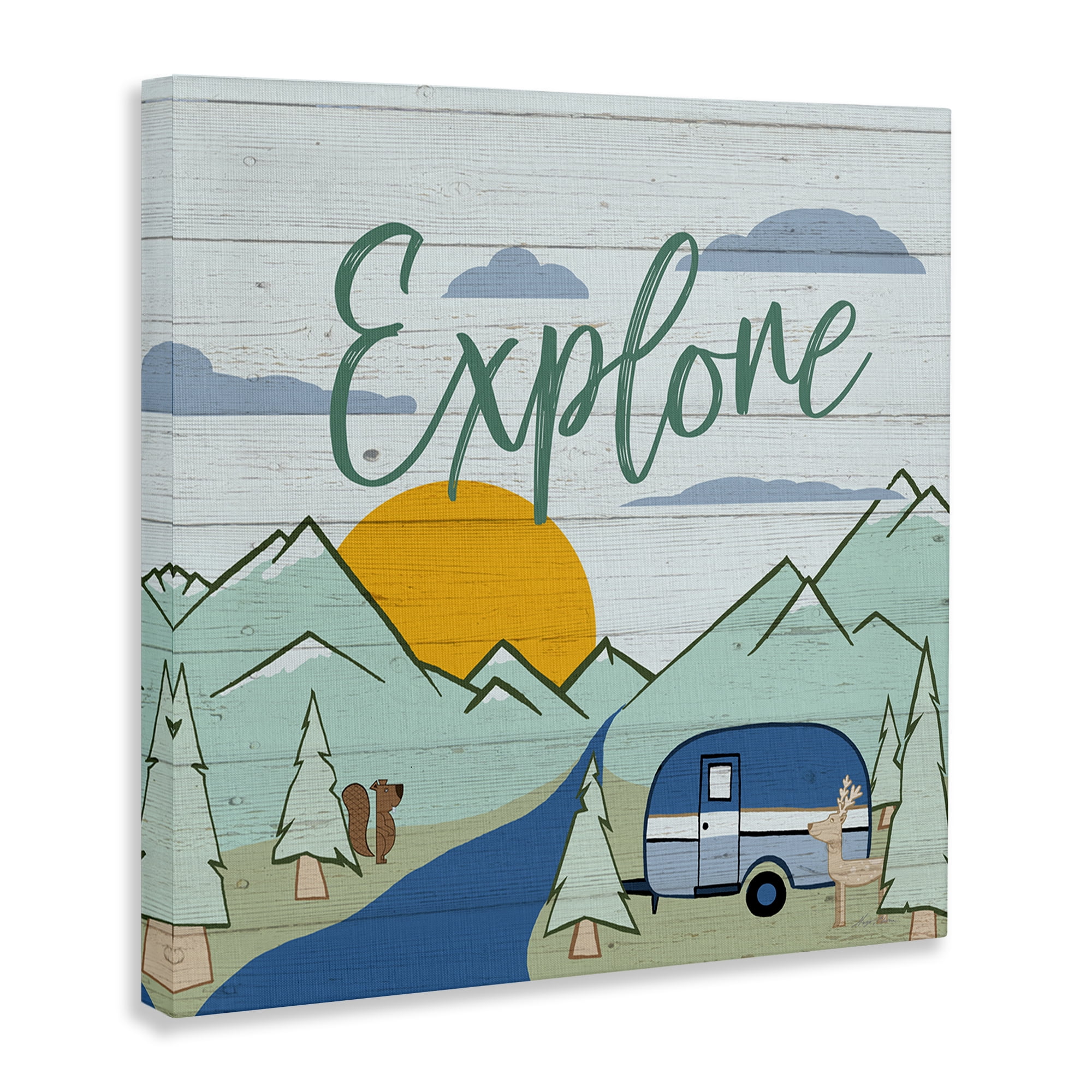Stupell Industries Explore Rustic Adventure Landscape & Nature Painting Wrapped Canvas Art Print Wall Art, 17 x 17