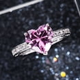 thumbnail image 2 of Womens Copper Ring With Heart Shaped Zirconia Pink And White Stones Fashion Jewelry Simple Rings Everyday Wear, 2 of 4