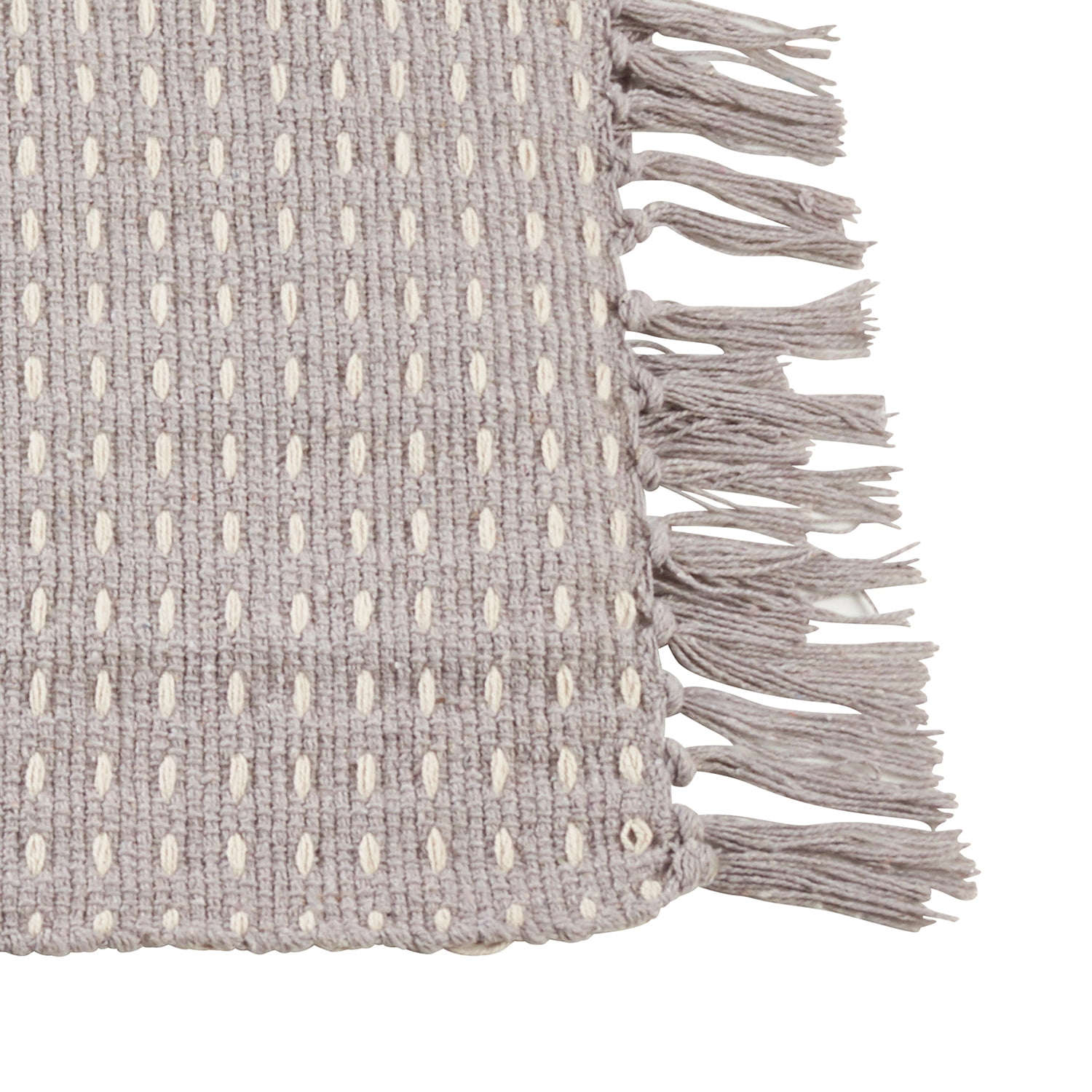 Fennco Styles Kensrue Collection Rustic Dashed Woven Cotton 14 x 20 Inch Placemats, Set of 4 â€“ Grey
