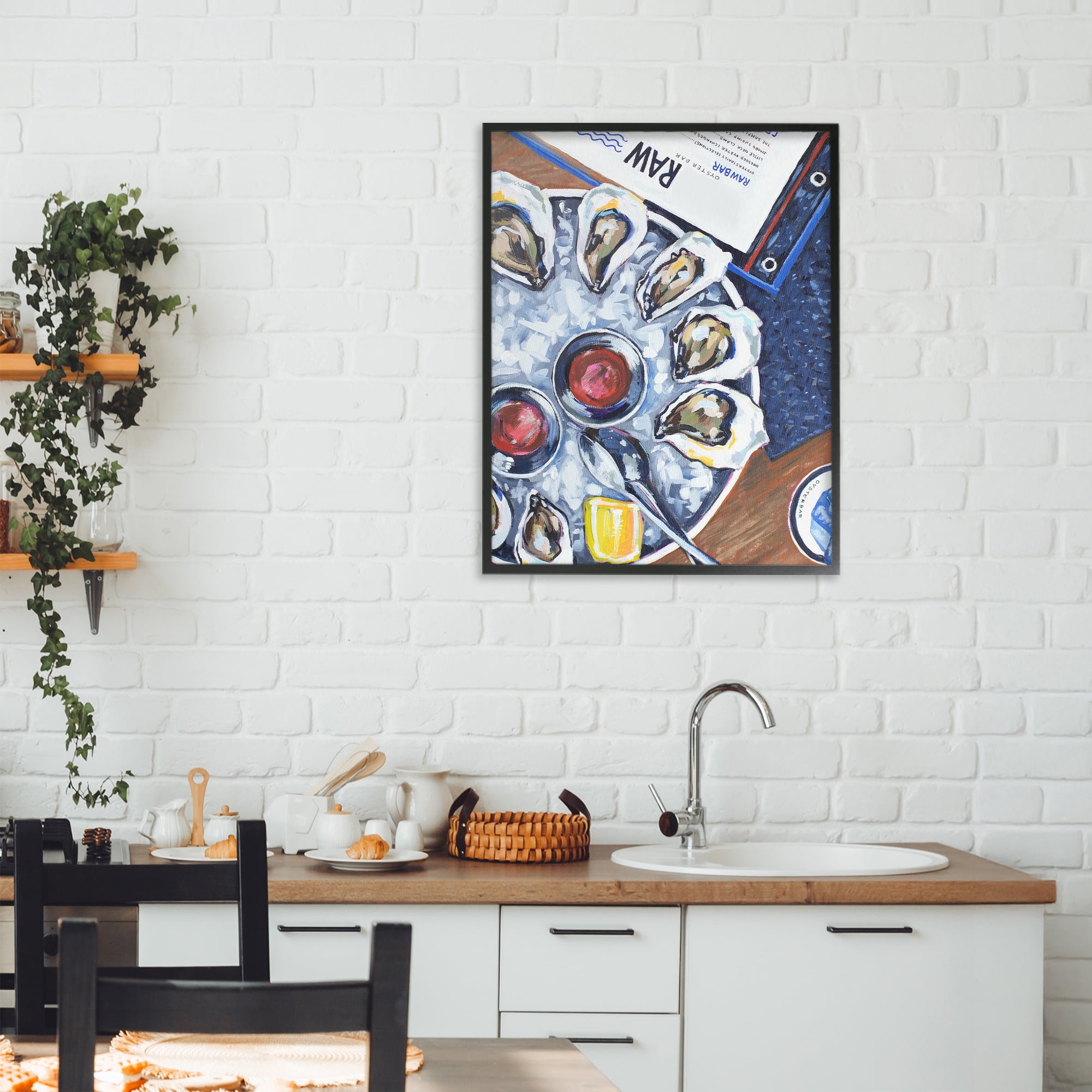 Stupell Industries Oysters on Ice Black Framed Giclee Art, design by Rachel Nerney