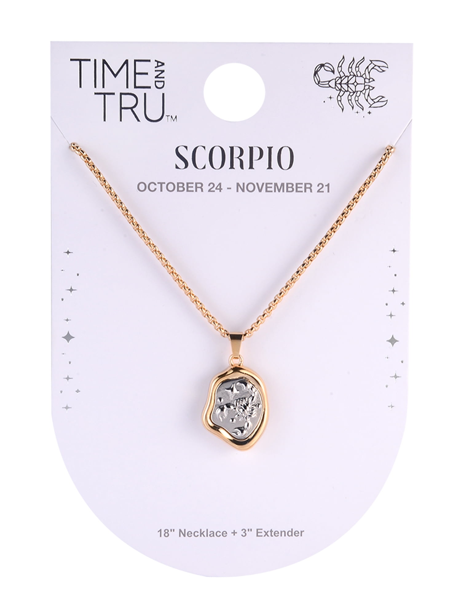 Time and Tru Goldtone Silvertone Reversible Pendant "Scorpio" Necklace
