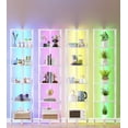 thumbnail image 3 of Corner Shelf with LED Light, 6-Tier Corner Bookshelf, Industrial Corner Ladder Shelf, Modern Display Shelf for Living Room, Bedroom, Kitchen, Home Office, Sturdy Frame, White UJSJ002W, 3 of 8