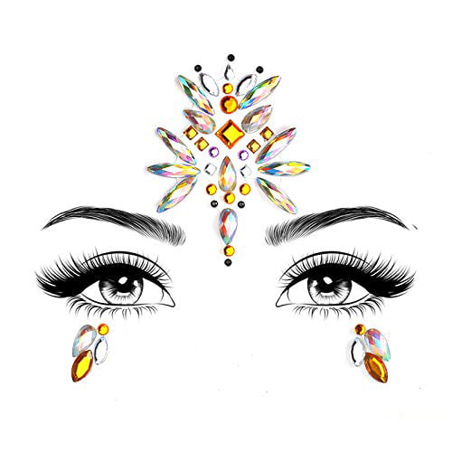 Cheap 9 Sets DIY Face Stickers Gems Mermaid Face Jewels Stick On Crystal  Rhinestone Festival Face