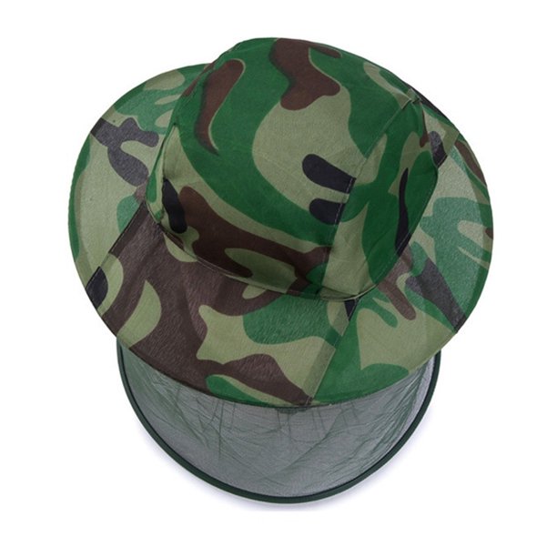Camuflaje Apicultura Apicultor Repelente de mosquitos Abeja Insecto Mosca Máscara Gorra Sombrero con cabeza Red Malla Protección facial Equipo de pesca al aire libre 1 pieza
