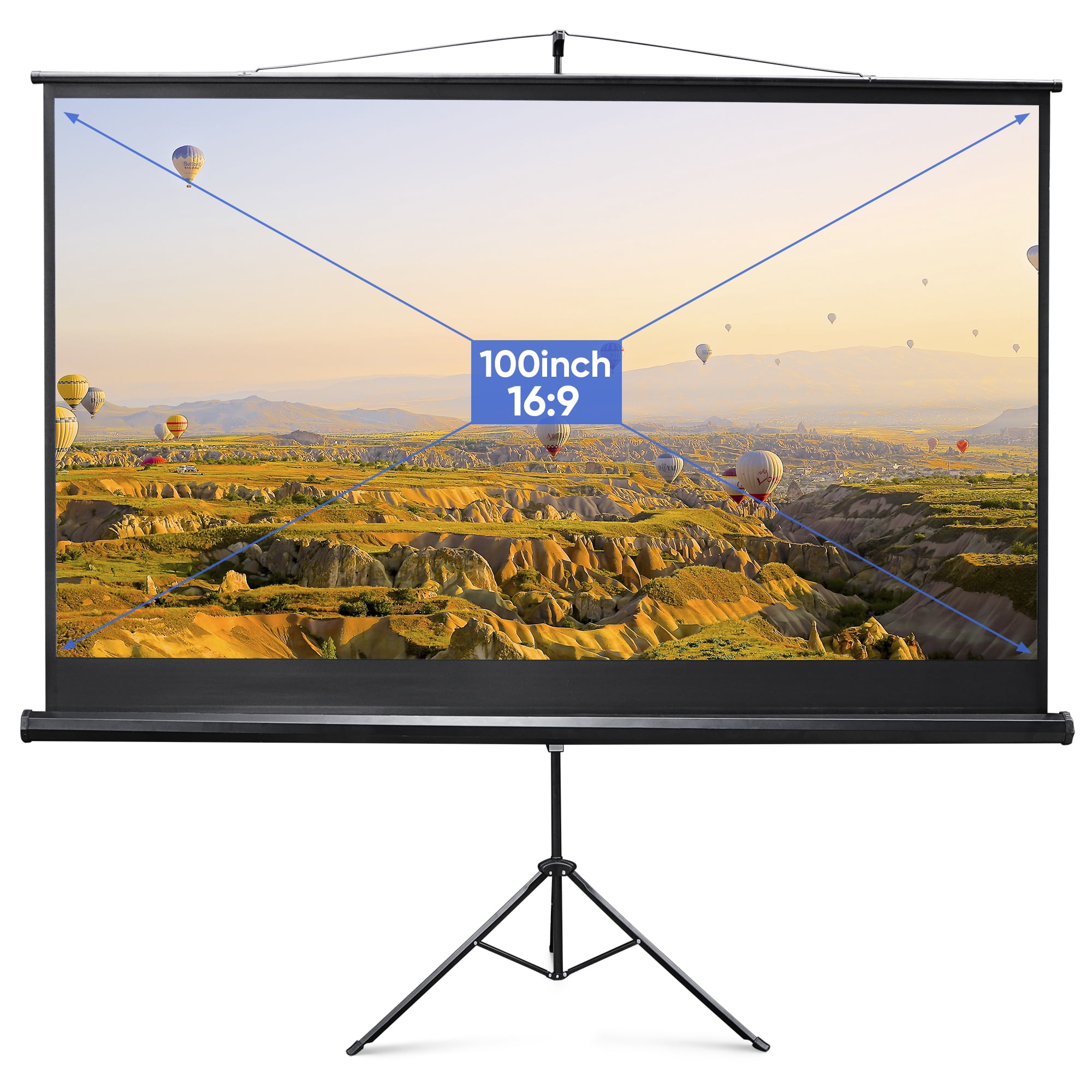 Projector Screen with Stand Tripod,100 inch 169 HD 4K Outdoor/Indoor w
