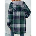 thumbnail image 6 of Women'S Flannel Hooded Plaid Shacket Thick Coat Winter Coat for Warmth Button Down Warm and Fuzzy Fleece Jacket Green XL, 6 of 9