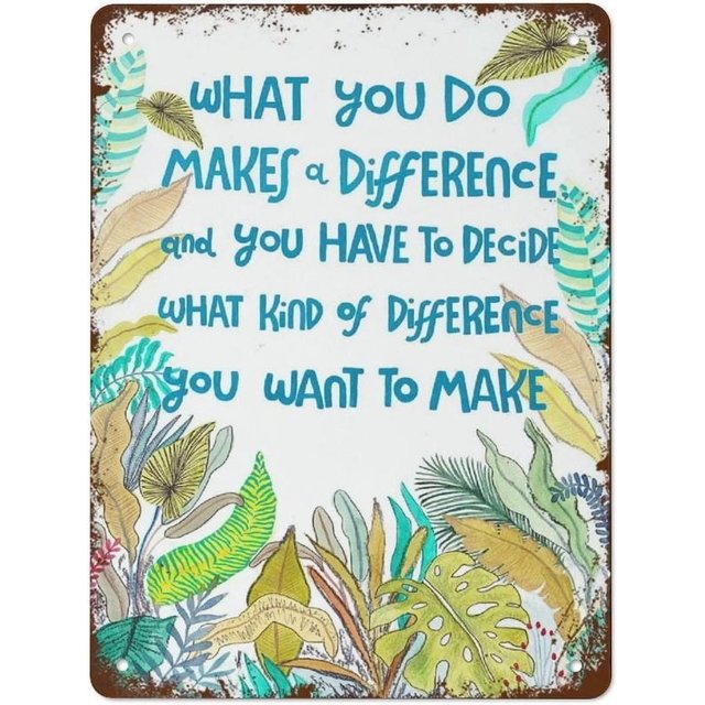 Cuadro de pared con frase Make A Difference Jane, amante de la naturaleza, estampado de animales, los mejores carteles de hojalata vintage divertidos para decoración del hogar, tamaño vintage: 16 x