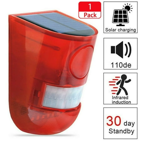 

Solar Strobe Light 110db Sound Security Siren Light IP65 Waterproof 24 Hours+Night Mode for Home Farm Barn Villa Yard