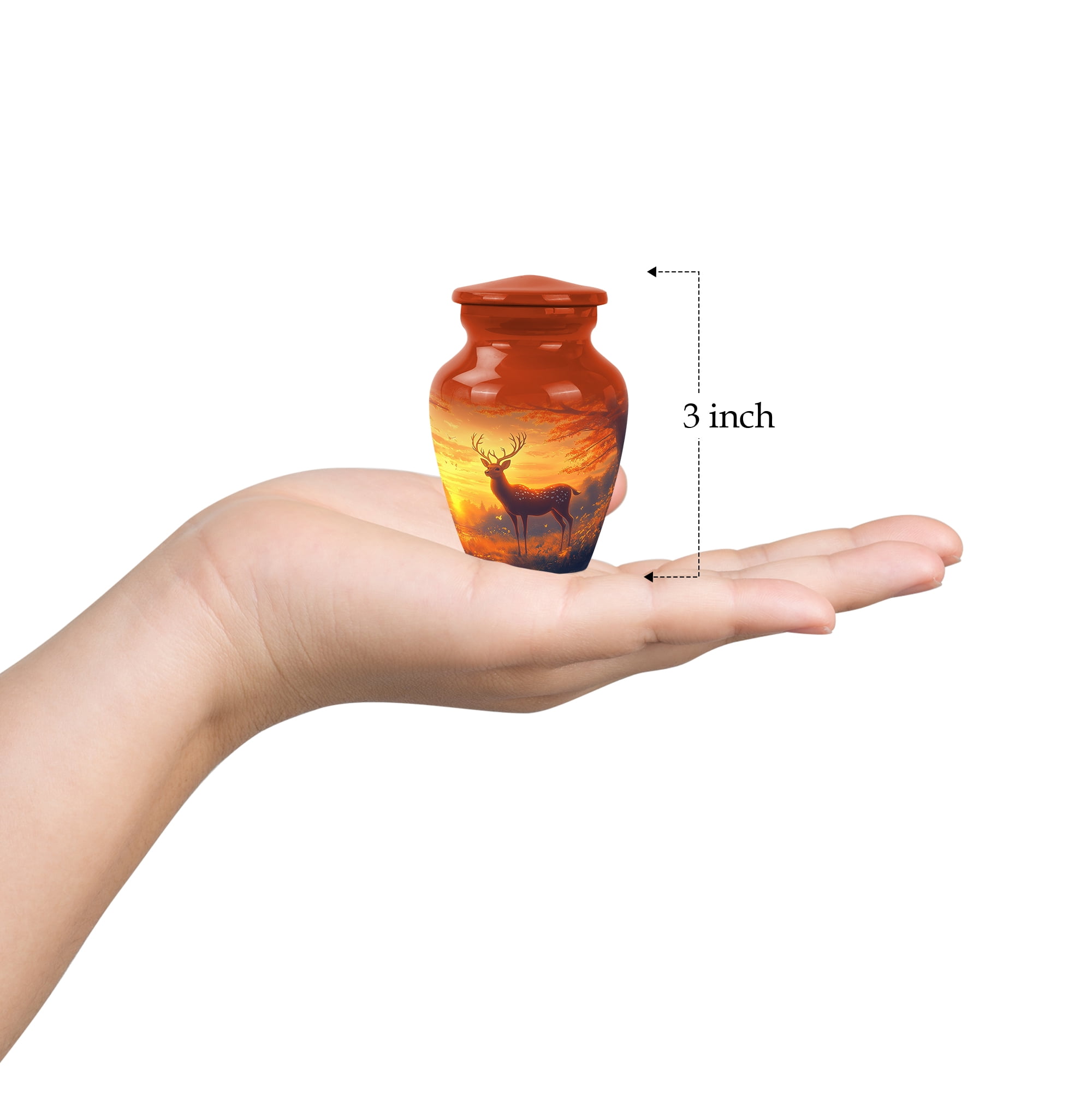 MUKTIVE Deer Memorial Tiny Urns for Adult Male - Small Cremation Urn for Ashes for Women - Decorative Keepsake Urn for Mom - Burial Urns for Human Ashes - 3 Inch
