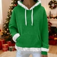 thumbnail image 2 of Visit the JURANMO Store Women Waffle Knit Hoodie Faux Fur Trim Long Sleeve Solid Casual Hooded Sweatshirt Lightweight Loose Fit Fall Pullover Tops with Pocket Christmas Gifts Green S, 2 of 8