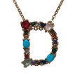 thumbnail image 1 of cadena con dije de inicial letra D, chapa de oro de 18 kilates, zirconias de colores Maria Almudena casual, 1 of 3