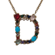 thumbnail image 1 of cadena con dije de inicial letra D, chapa de oro de 18 kilates, zirconias de colores Maria Almudena casual, 1 of 3