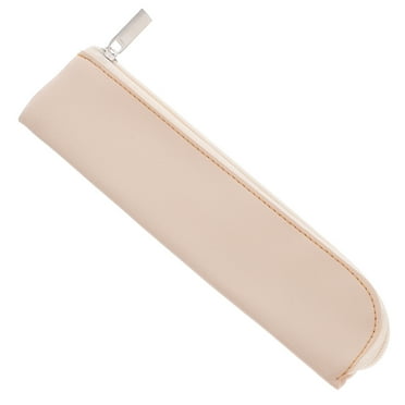 Pencil Case Small Slim Cute Stationery Storage Bags Travel Beige
