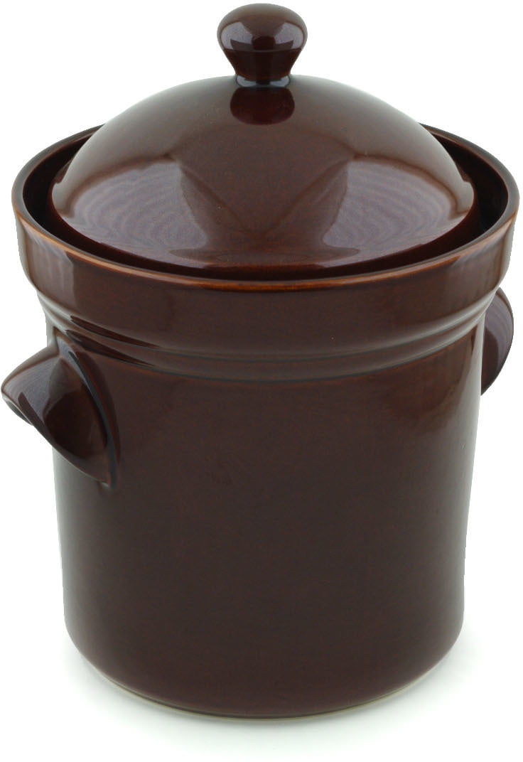 5L 5L Fermenting Crock Pot (1.3 gal) (Brown Theme) Hand Painted in Boleslawiec, Poland