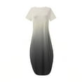 thumbnail image 5 of Gray Spaghetti Strap Short Sleeve for Women Summer Fall Crew Neck Gradient Maxi Long Loose Fit Brunch Dresses Teen Girls 2025 Clothing S, 5 of 5