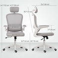 thumbnail image 2 of Ergonomic Grey Mesh Office Chair - High Back Desk Chair with Adjustable Headrest & Flip-Up Armrests for Home Office & Study Use, 2 of 7