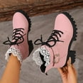 thumbnail image 4 of Miluxas Platform Heel Lace Boot Chunky Heels Combat Boots for Women Pink 9.5(43), 4 of 9