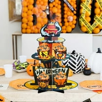 Halloween Supplies 3 Tier Cupcake Stand Halloween Theme Pumpkin Cupcake Holder for Halloween Christmas Decoration