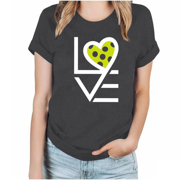 Fiudx Liquidación de Ofertas Flash Camiseta de Manga Corta con Cuello Redondo y Estampado Informal a La Moda para Mujer