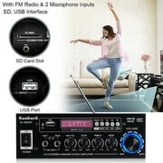 Sunbuck Bluetooth 5.0 Power Amplifier, Stereo Radio Amp, Music Player, 2 Mic in 1 for Car / Home Use, Black