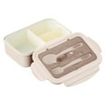 thumbnail image 3 of Bento Lunch Box Set Plastic Leak-proof Meal Food Container Spoon Fork for Adults Kids  Khaki, 3 of 10