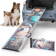 Jaxpety Foldable Aluminum Dog Ramp for Cars, SUVs, Trucks & Couch - 330LBS Heavy Duty Non-Slip Pet Ramp with Gentle Slope for Joint Care, Portable Design for Small, Medium, Large & Senior Dogs