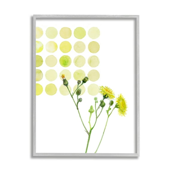 Stupell Industries Dandelion Flowers under Abstract Summer Circles Floral Painting, 24 x 30, Design by Verbrugge Watercolor