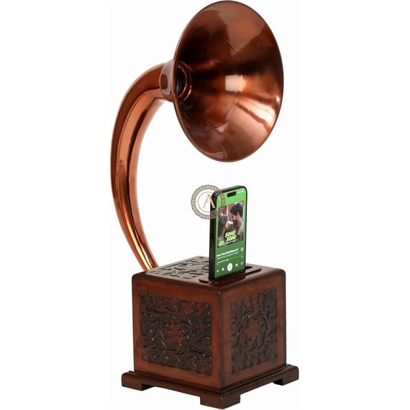 Vintage Decor Gramophone Speaker iPhone Table Decor Smart Phone Amplifier