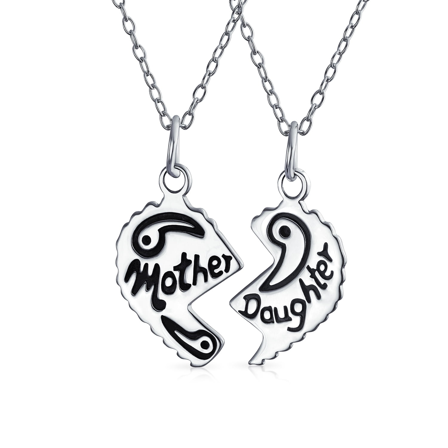 Sterling Silver Mother Daughter Pendant Break Apart Charm Solid 925 Italy New 