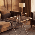 thumbnail image 6 of Marble Finish Portable Folding TV Tray Table with Cup Holder, Sturdy MDF Top No-Assembly Eating Desk for Living Room, 6 of 10