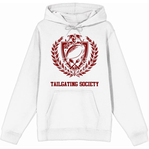 American Football Tailgating Society Adult White Long Sleeve Hoodie-Medium