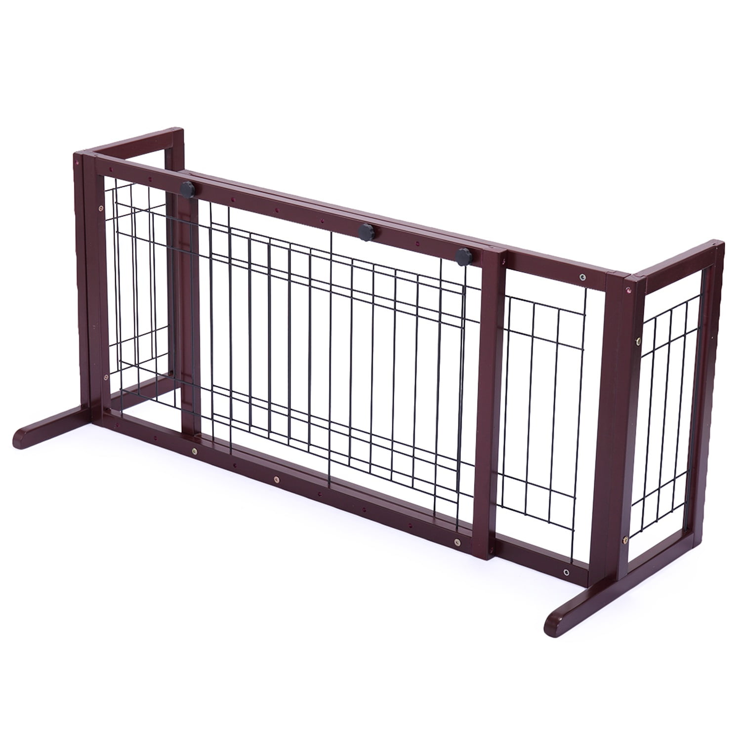 Pefilos 21" Freestanding Pet Dog Gate with Side Panels for House Doorway Stairs Indoor Large Wooden Dog Fence, Beige Pefilos 21" Freestanding Pet Dog Gate with Side Panels for House Doorway Stairs Indoor Large Wooden Dog Fence, Beige