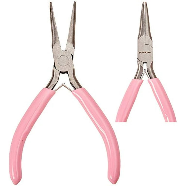SUNNYCLUE 5.5 Inch Double Nylon Jaw Flat Nose Pliers Mini Precision Pliers  Wire Forming Bending Tools for DIY Jewelry Making Hobby Projects Pink Pink  5.5 Inch
